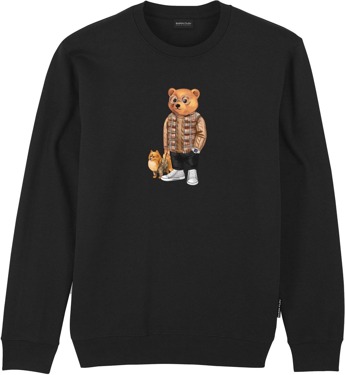 Baron Filou Pullover sweater zwart bear & dog Zwart