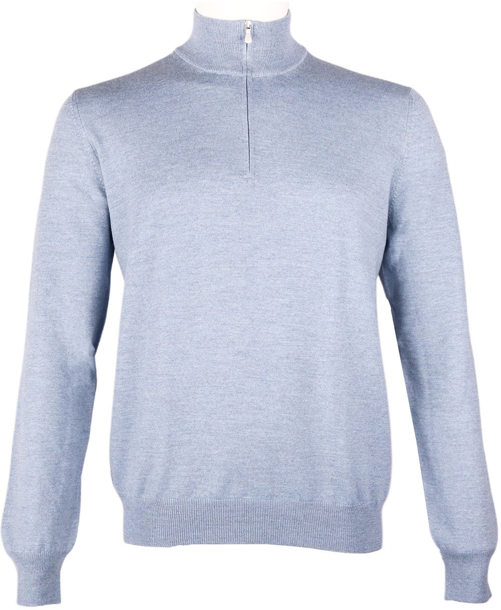 Gran Sasso Half zip trui lichtblauw Blauw