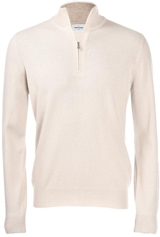 Gran Sasso Half zip trui ecru Neutraal