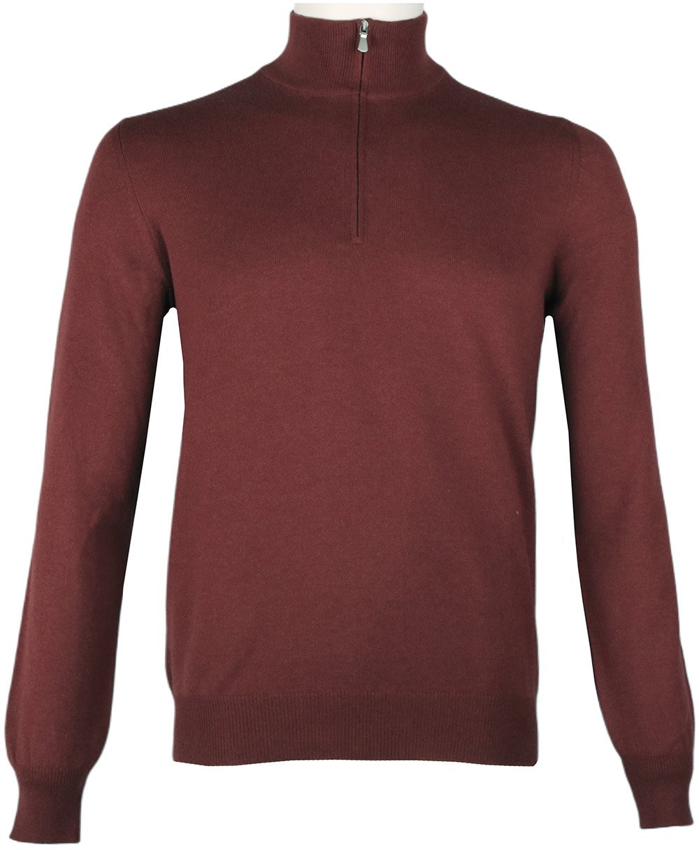 Gran Sasso Half zip trui donkerrood Rood