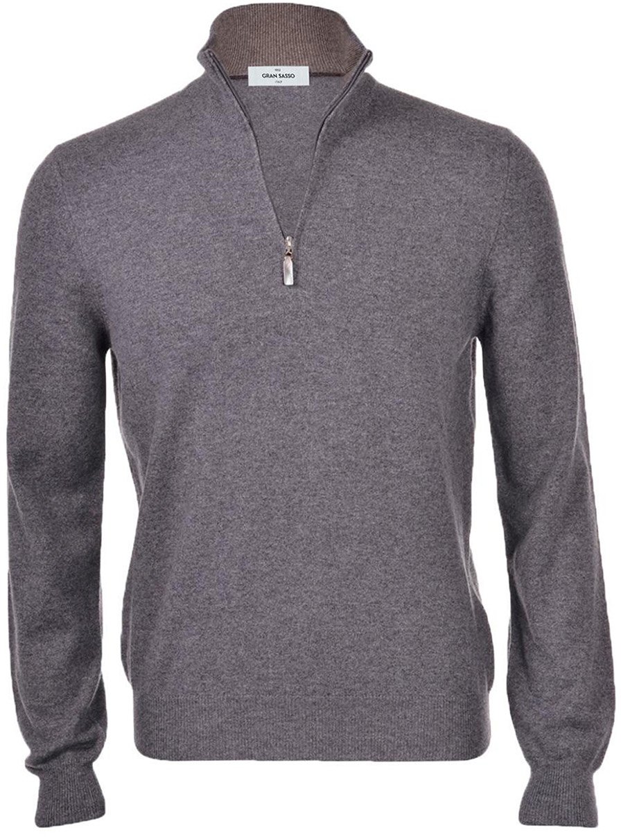 Gran Sasso Half zip trui donkergrijs Grijs