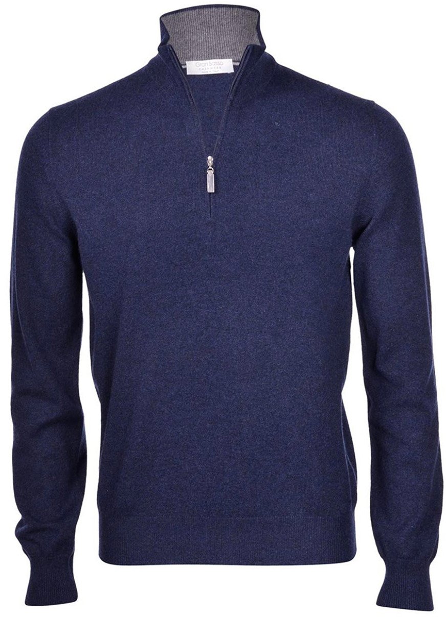 Gran Sasso Half zip trui donkerblauw Blauw