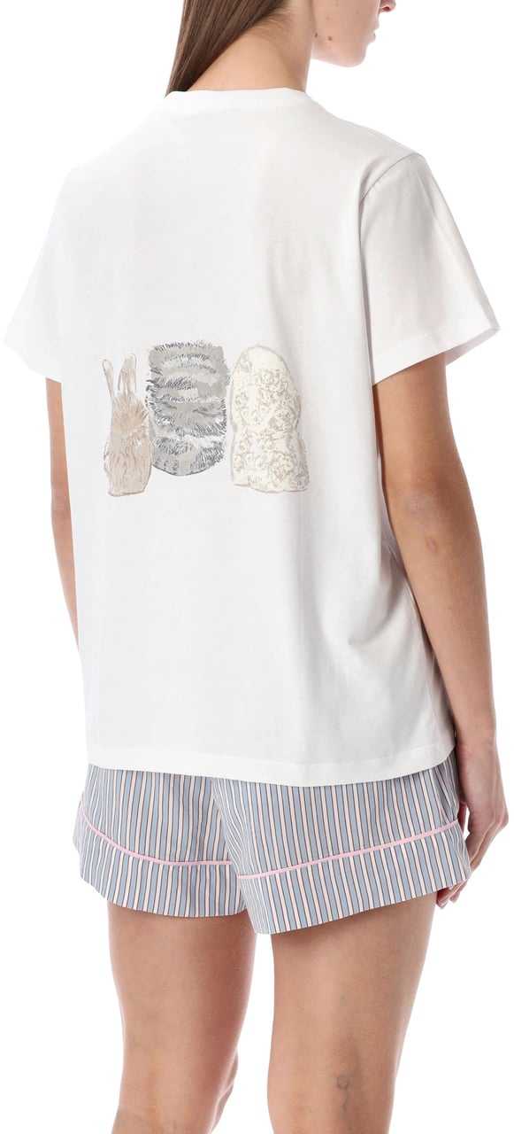 Ganni Tee Cut Animal Bianco Wit