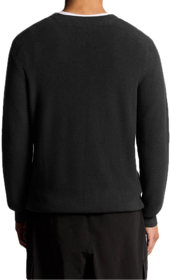 Lyle & Scott Knitwear Engineered Rib Crew Neck Zwart