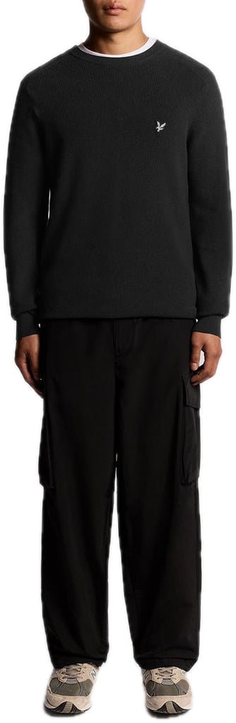 Lyle & Scott Knitwear Engineered Rib Crew Neck Zwart