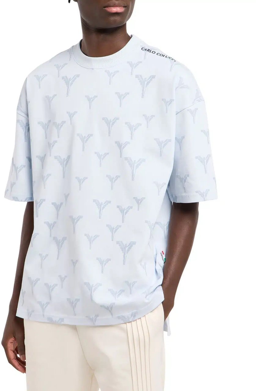 Carlo Colucci Clean Logo Tee Light Blue Blauw