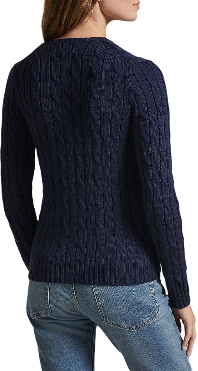 Ralph Lauren V-hals kabeltrui donkerblauw Blauw