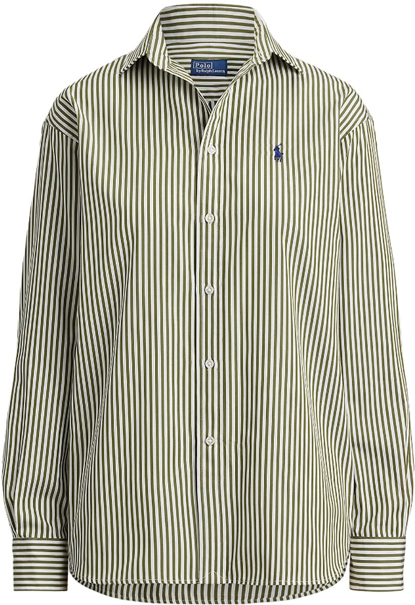 Ralph Lauren Blouse gestreept groen/wit Wit