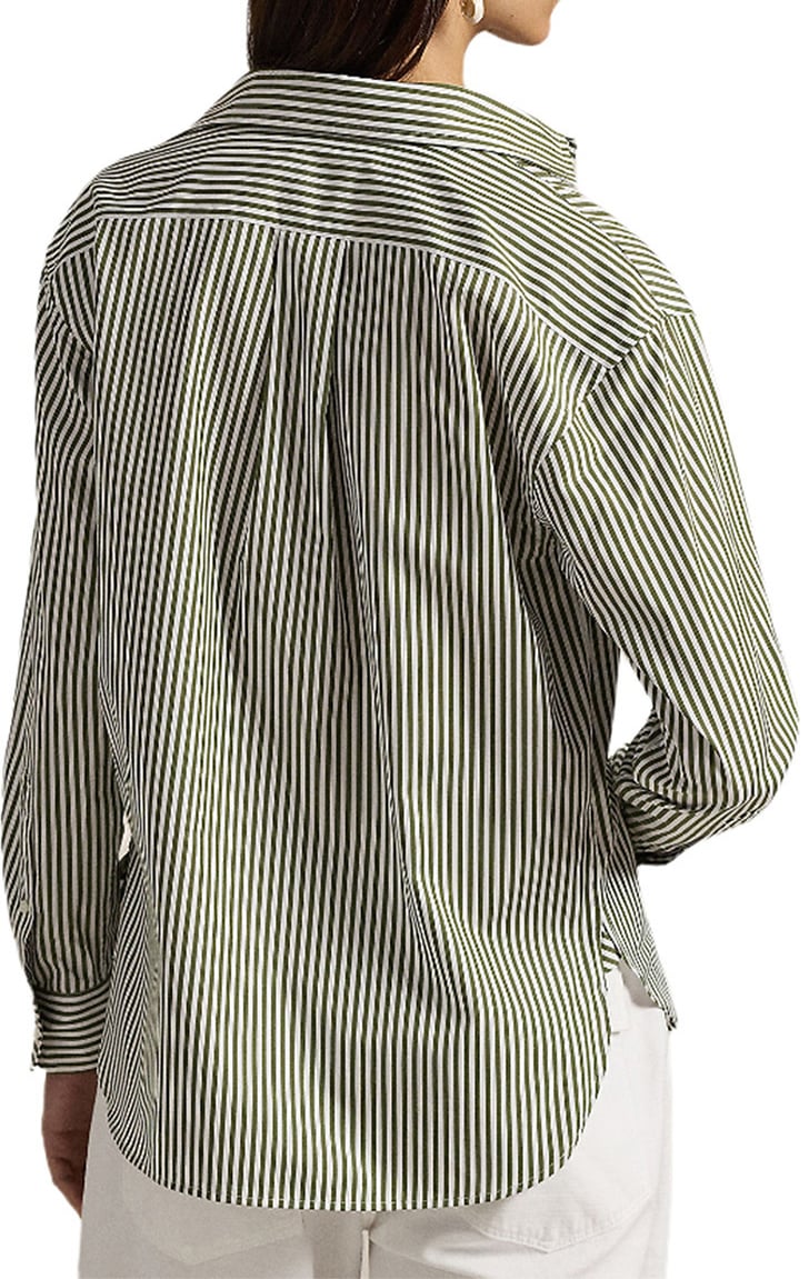 Ralph Lauren Blouse gestreept groen/wit Wit