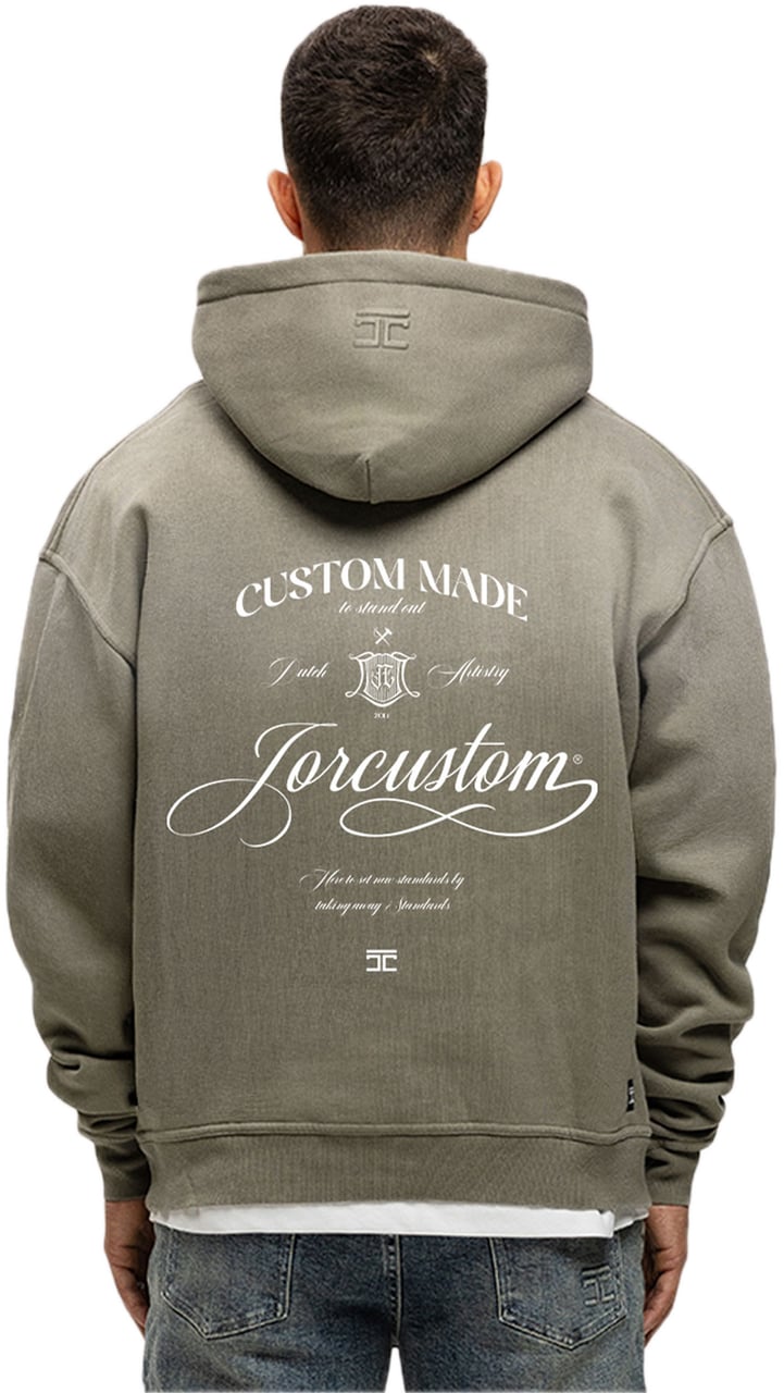 JORCUSTOM Handscript Sun Hoodie VintageGree Groen