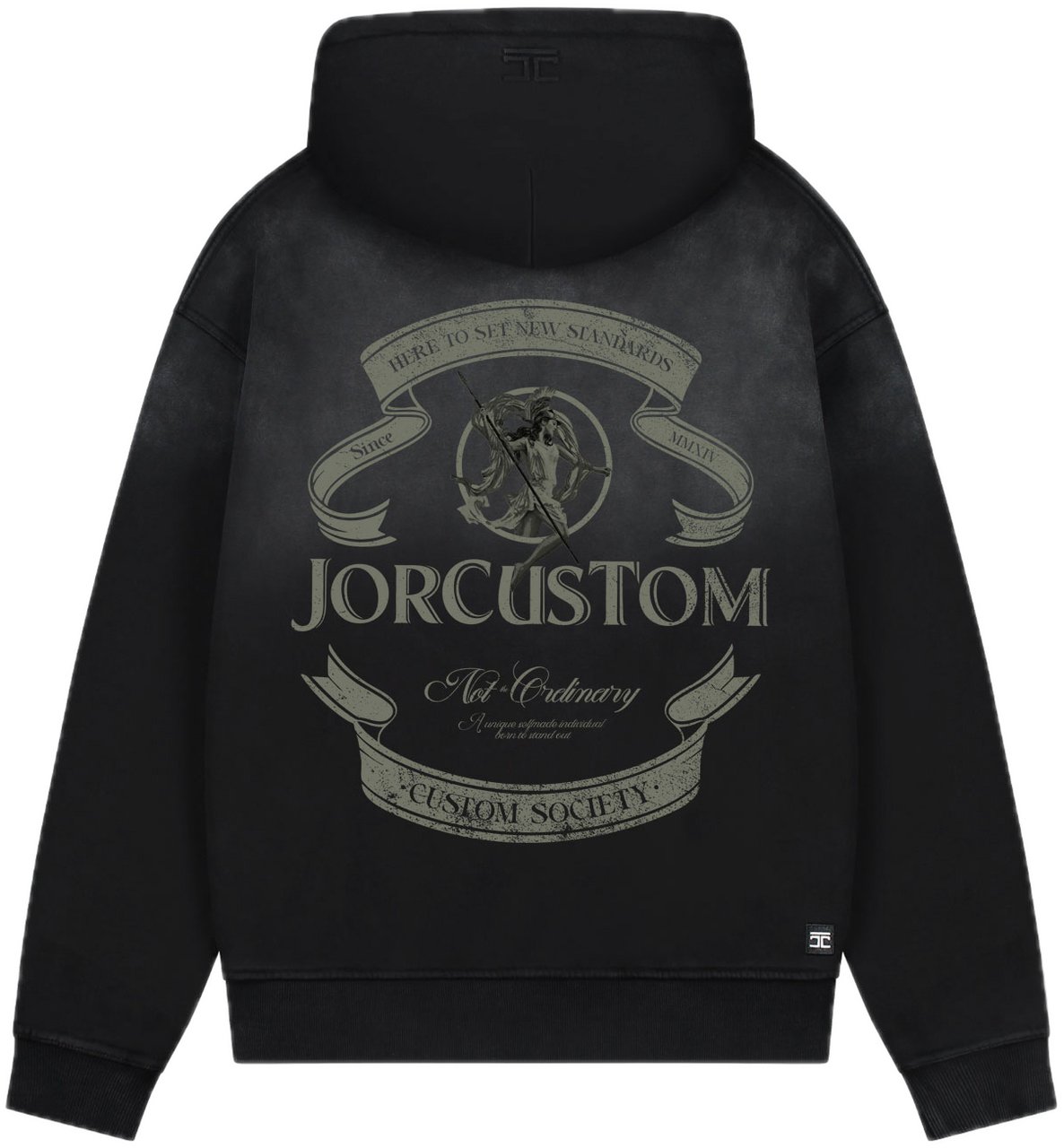 JORCUSTOM Ribbon Sun Zip Hoodie Black Zwart