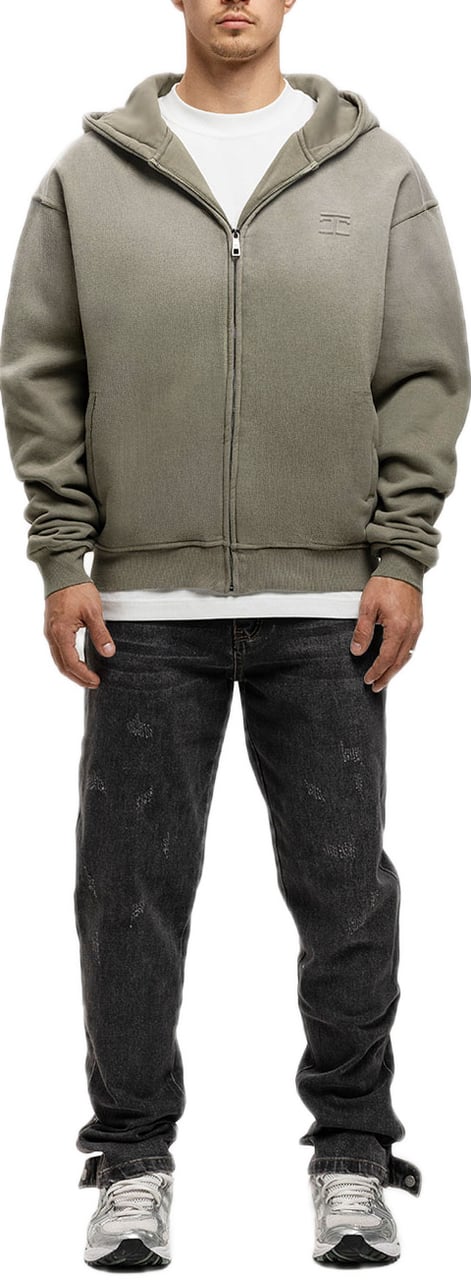 JORCUSTOM Artist Sun Zip Hoodie VintageGreen Groen