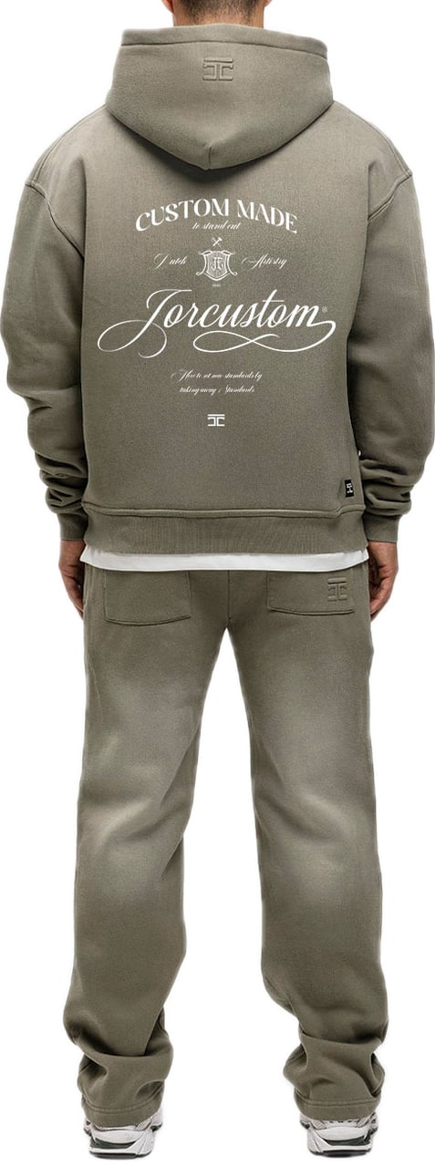 JORCUSTOM Handscr Sun Zip Hoodie VintageGreen Groen