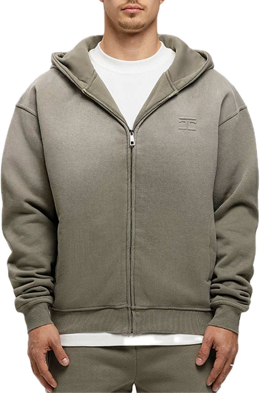 JORCUSTOM Uncommo Sun Zip Hoodie VintageGreen Groen