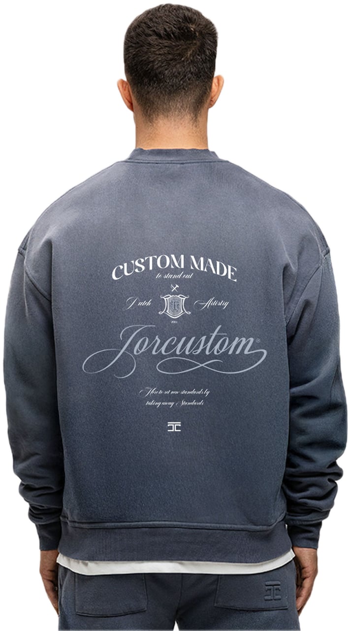 JORCUSTOM Handscript Sun Sweater OmbreBlue Blauw