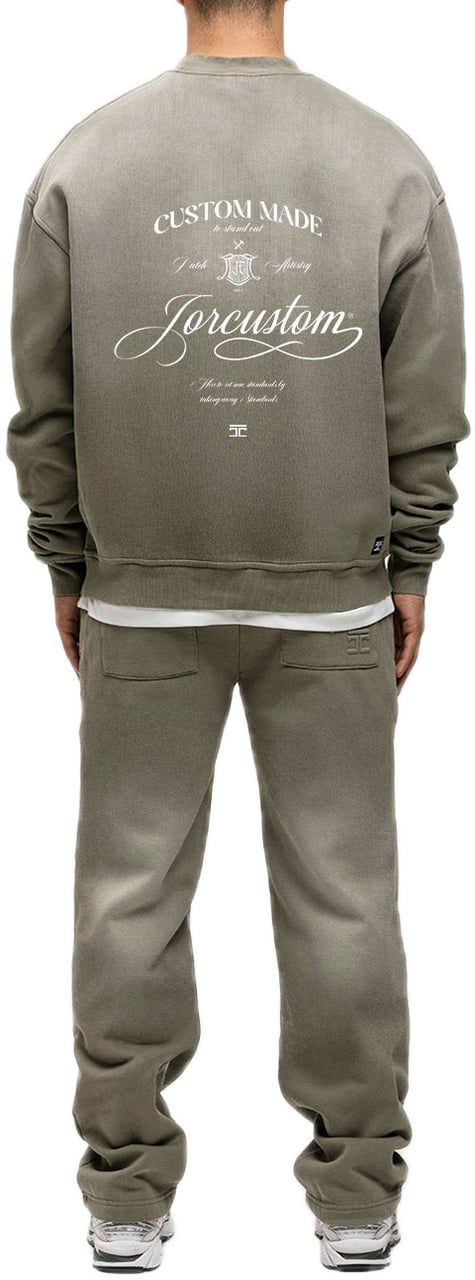 JORCUSTOM Handscript Sun Sweater VintageGreen Groen