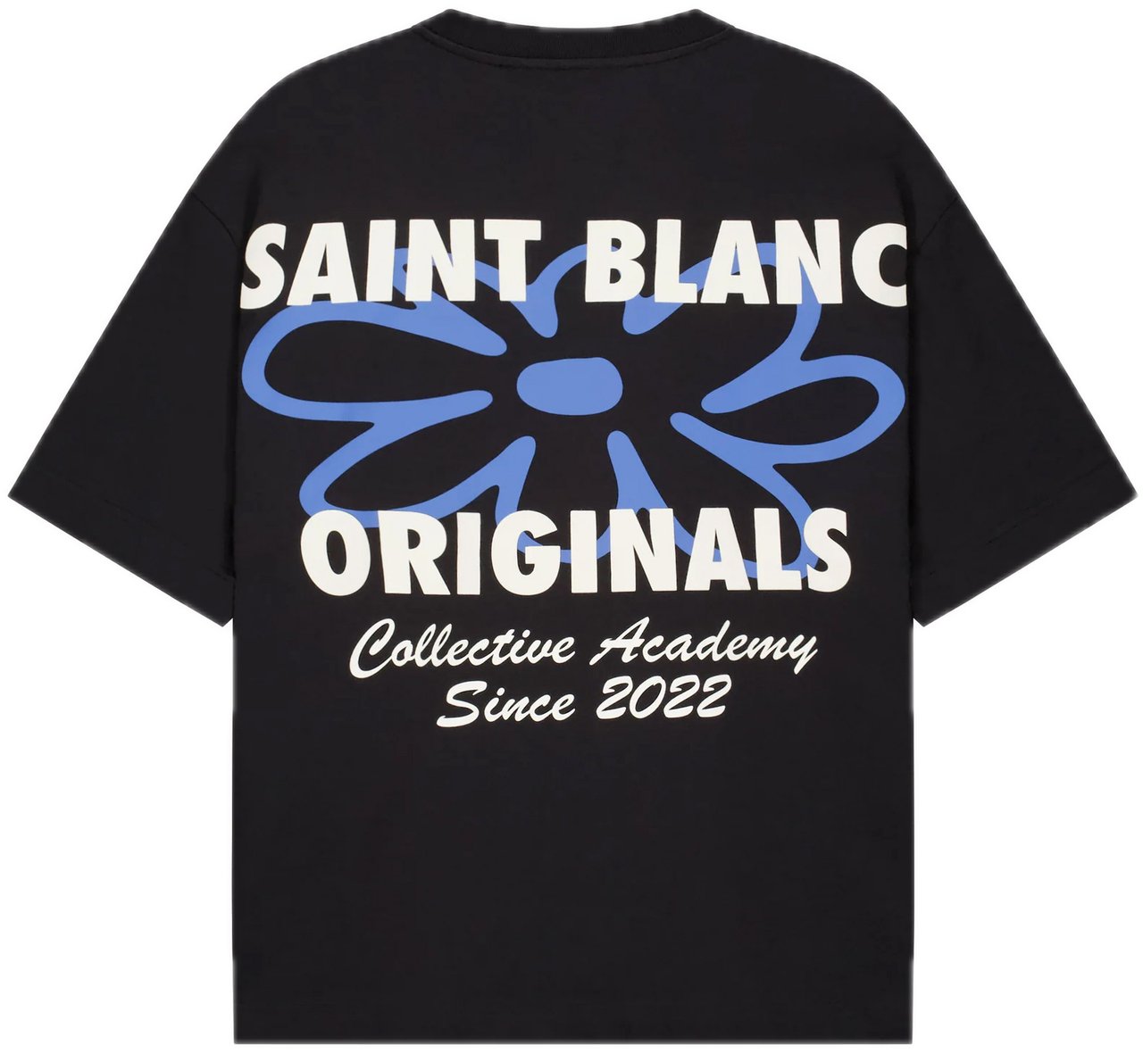 Saint Blanc Flower T-Shirt Caviar Zwart