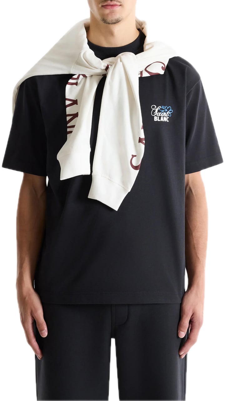 Saint Blanc Flower T-Shirt Caviar Zwart