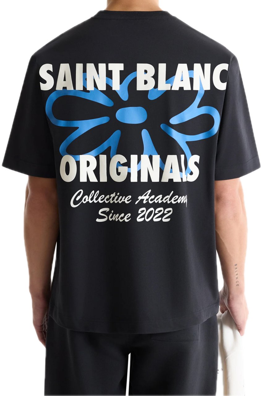 Saint Blanc Flower T-Shirt Caviar Zwart
