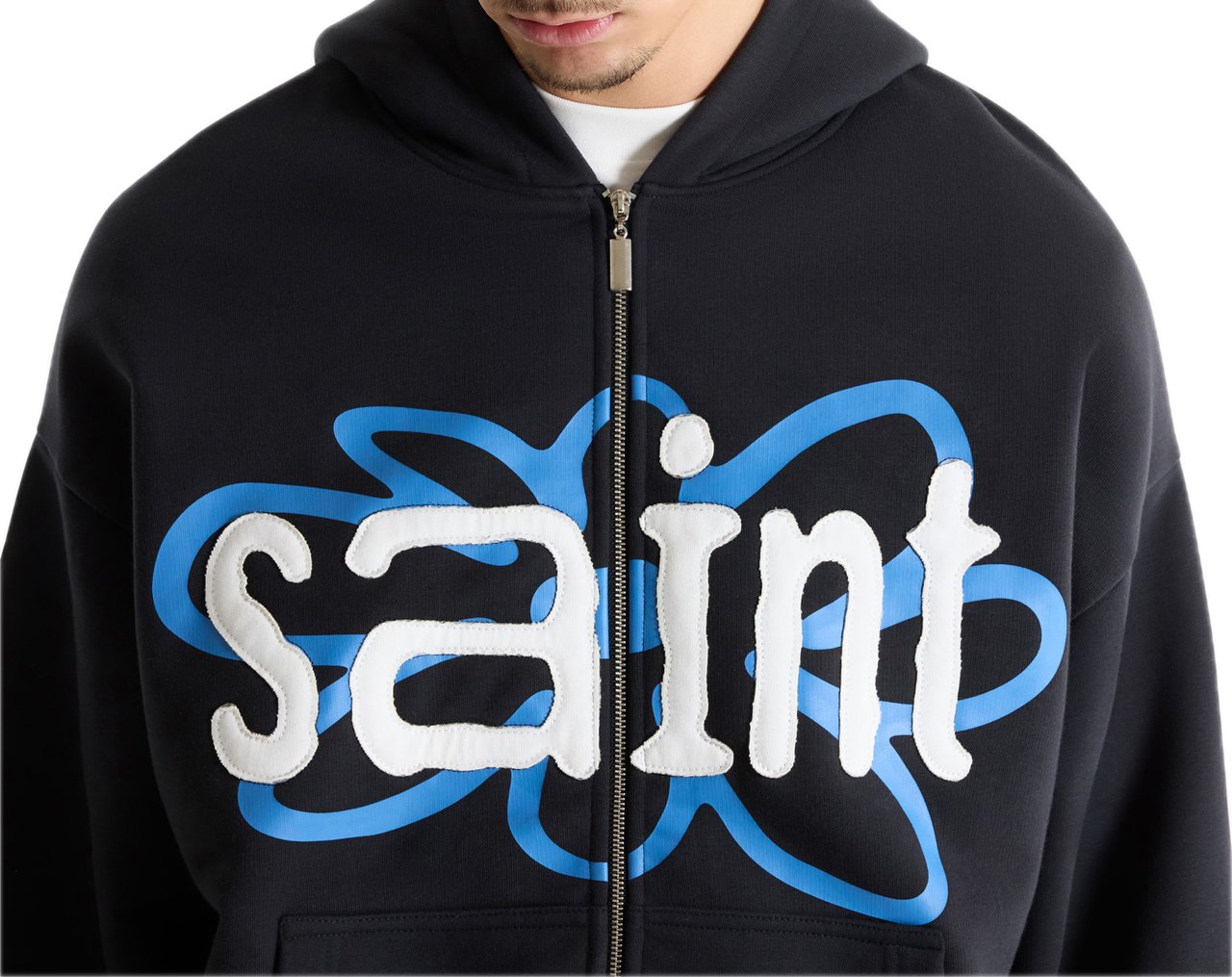 Saint Blanc Flower Patch Zipper Black Zwart