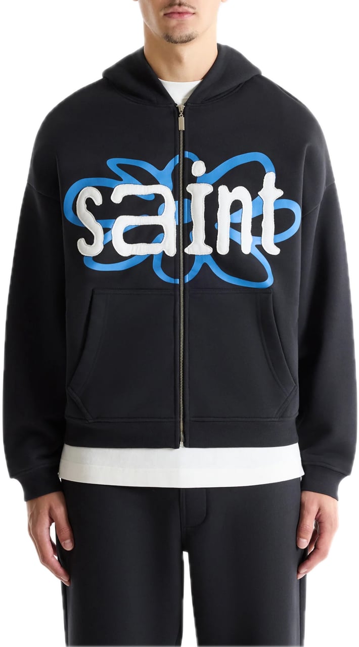 Saint Blanc Flower Patch Zipper Black Zwart
