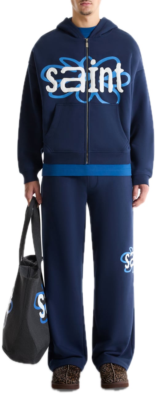 Saint Blanc Flower Patch Zipper Blue Blauw