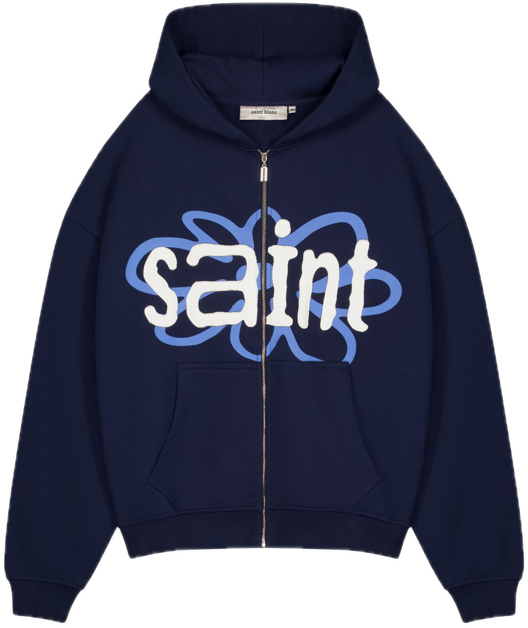 Saint Blanc Flower Patch Zipper Blue Blauw
