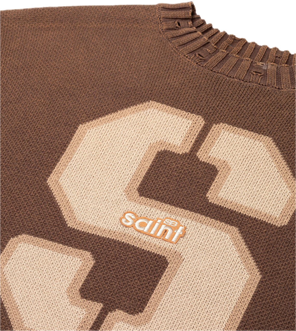 Saint Blanc Mink Cut Neck Sweater Bruin