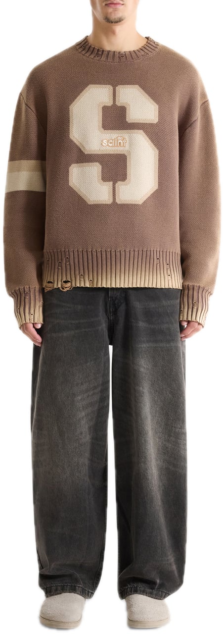 Saint Blanc Mink Cut Neck Sweater Bruin