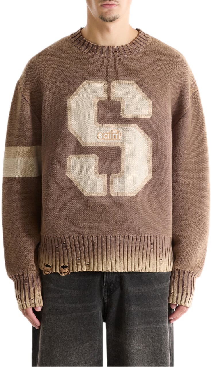Saint Blanc Mink Cut Neck Sweater Bruin