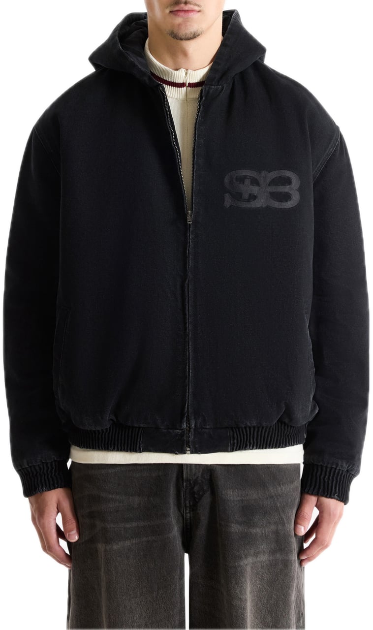 Saint Blanc Studio Denim Bomber Jacket Zwart