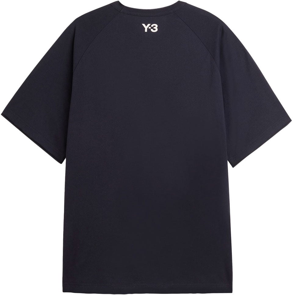 Y-3 t shirt manches courtes bords bruts 3 bandes Zwart