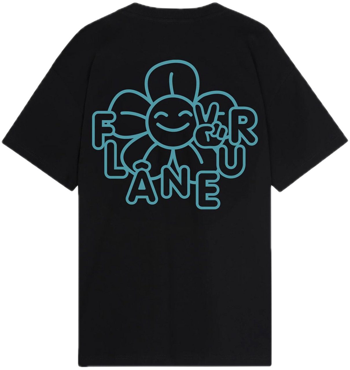 FLÂNEUR t-shirt happy flower Zwart