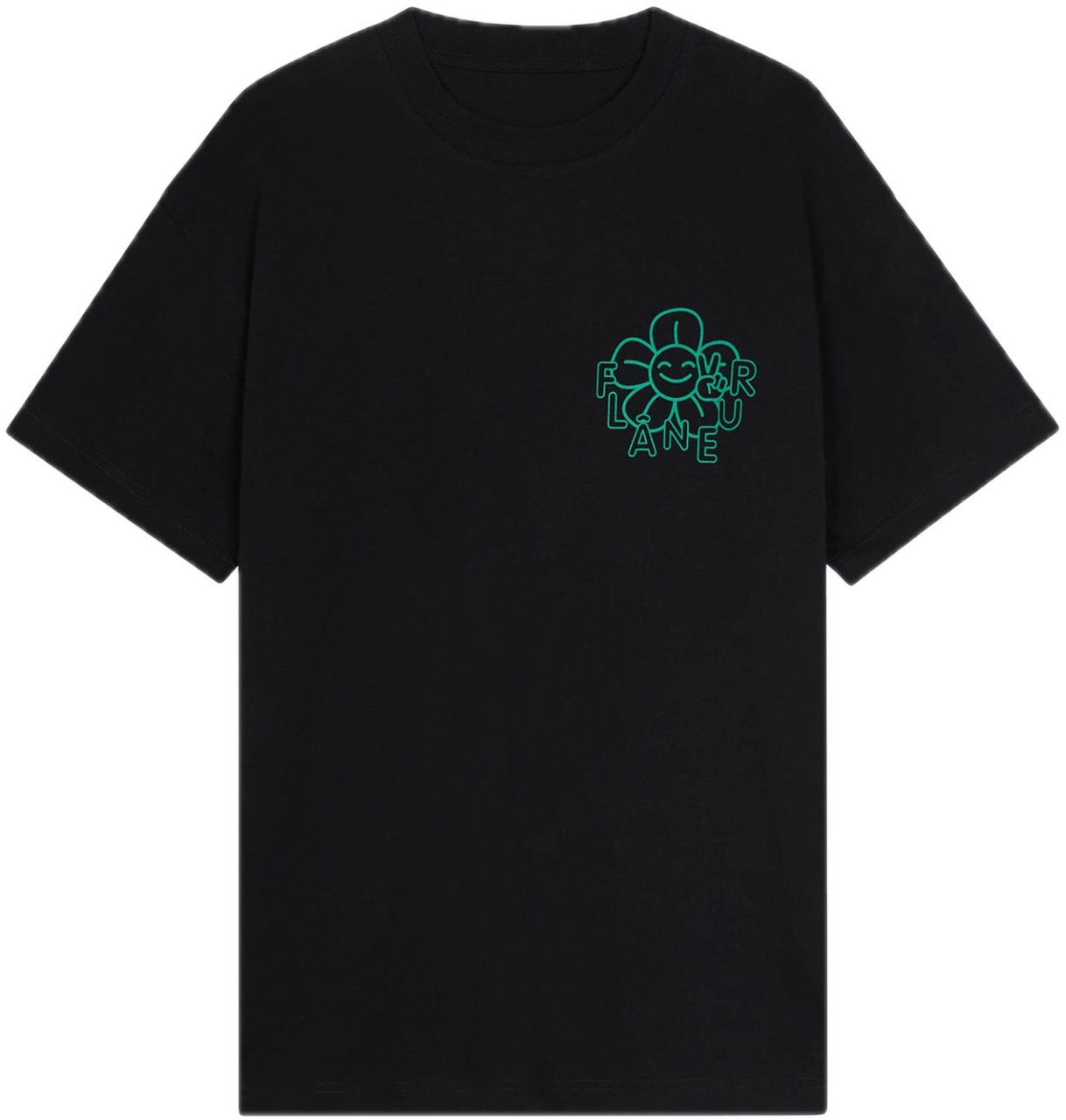 FLÂNEUR t-shirt happy flower Zwart