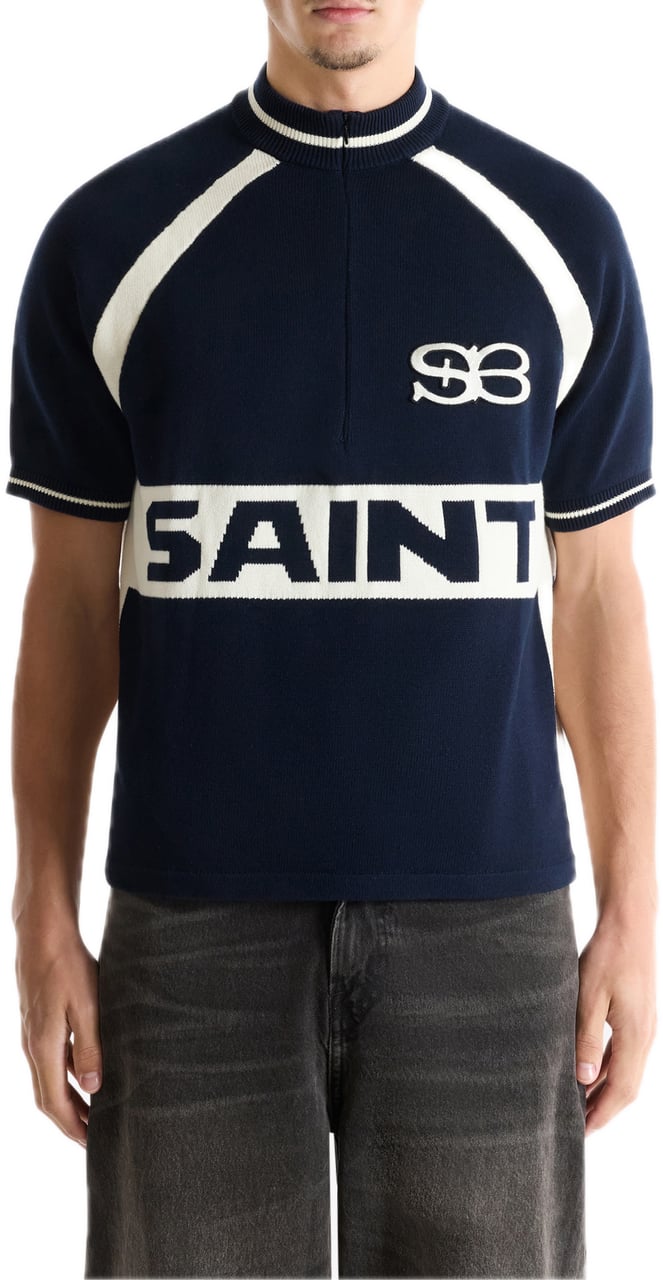 Saint Blanc Cycling Knit Polo Black Iris Blauw