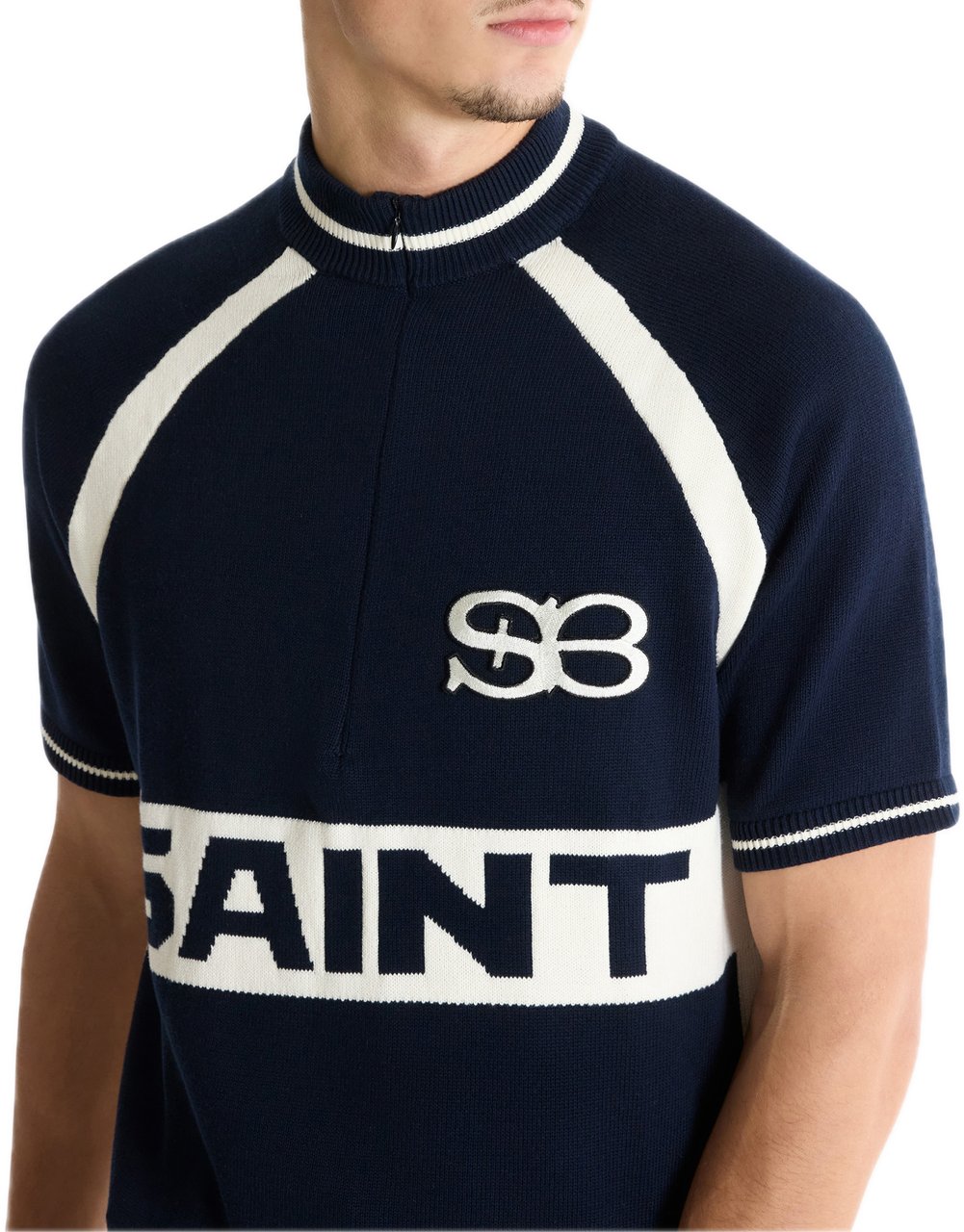 Saint Blanc Cycling Knit Polo Black Iris Blauw