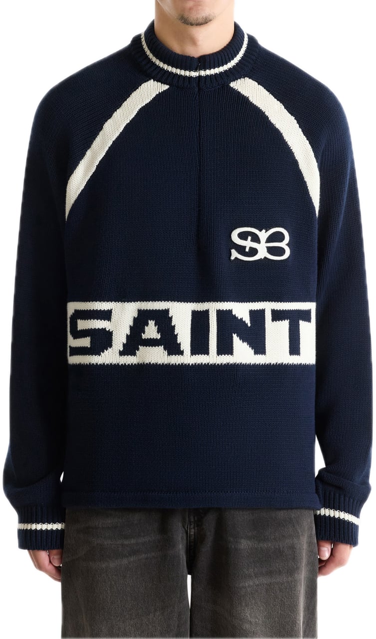 Saint Blanc Heavy Cycling Knit Top Black Iris Blauw
