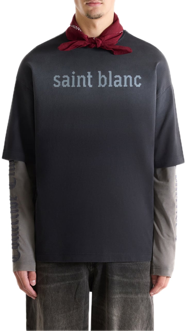 Saint Blanc Collective Double Long Shirt Caviar Zwart