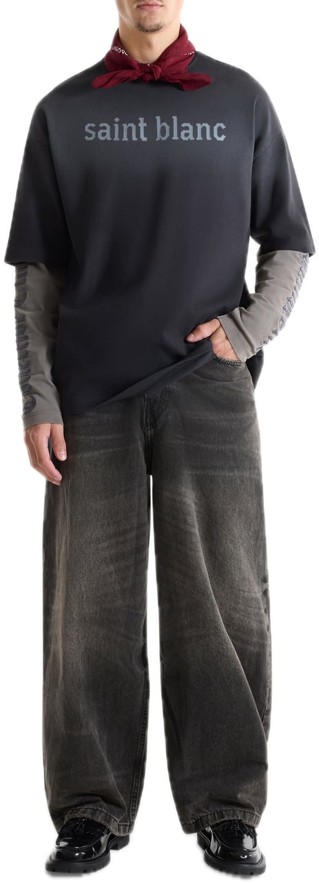 Saint Blanc Collective Double Long Shirt Caviar Zwart