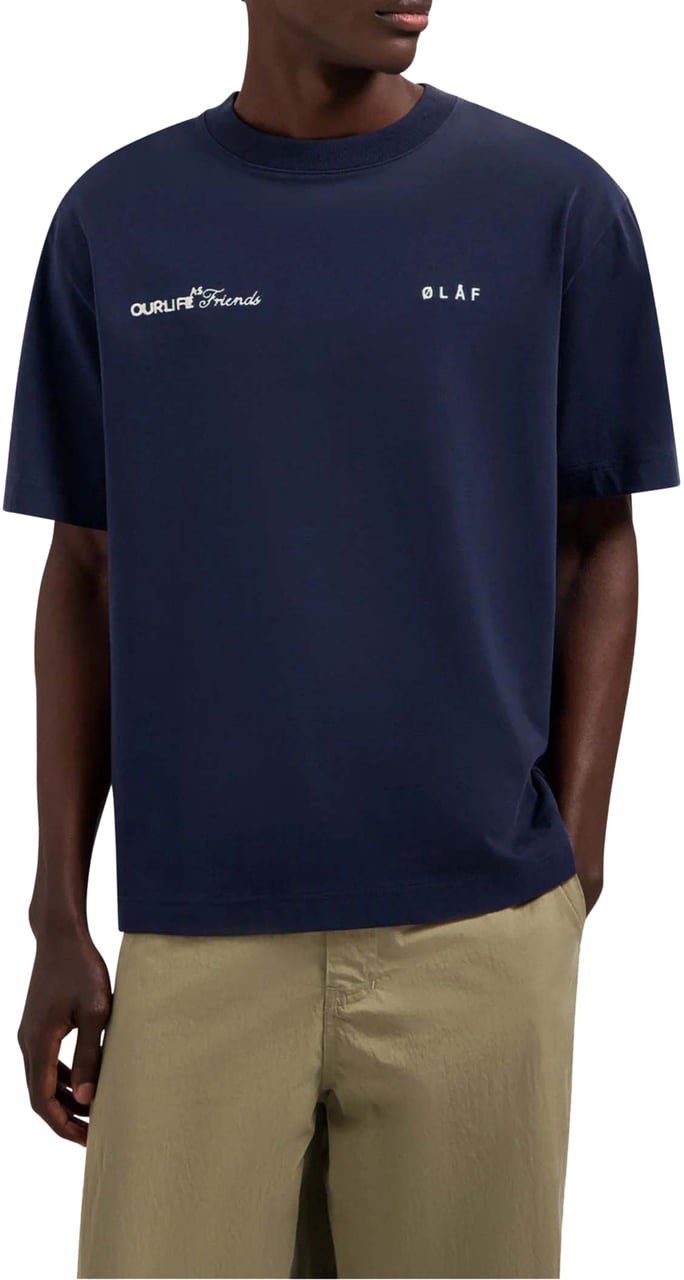 ØLÅF Olaf Script Friends Boxy Tee T-shirts Donkerblauw M240116 Blauw