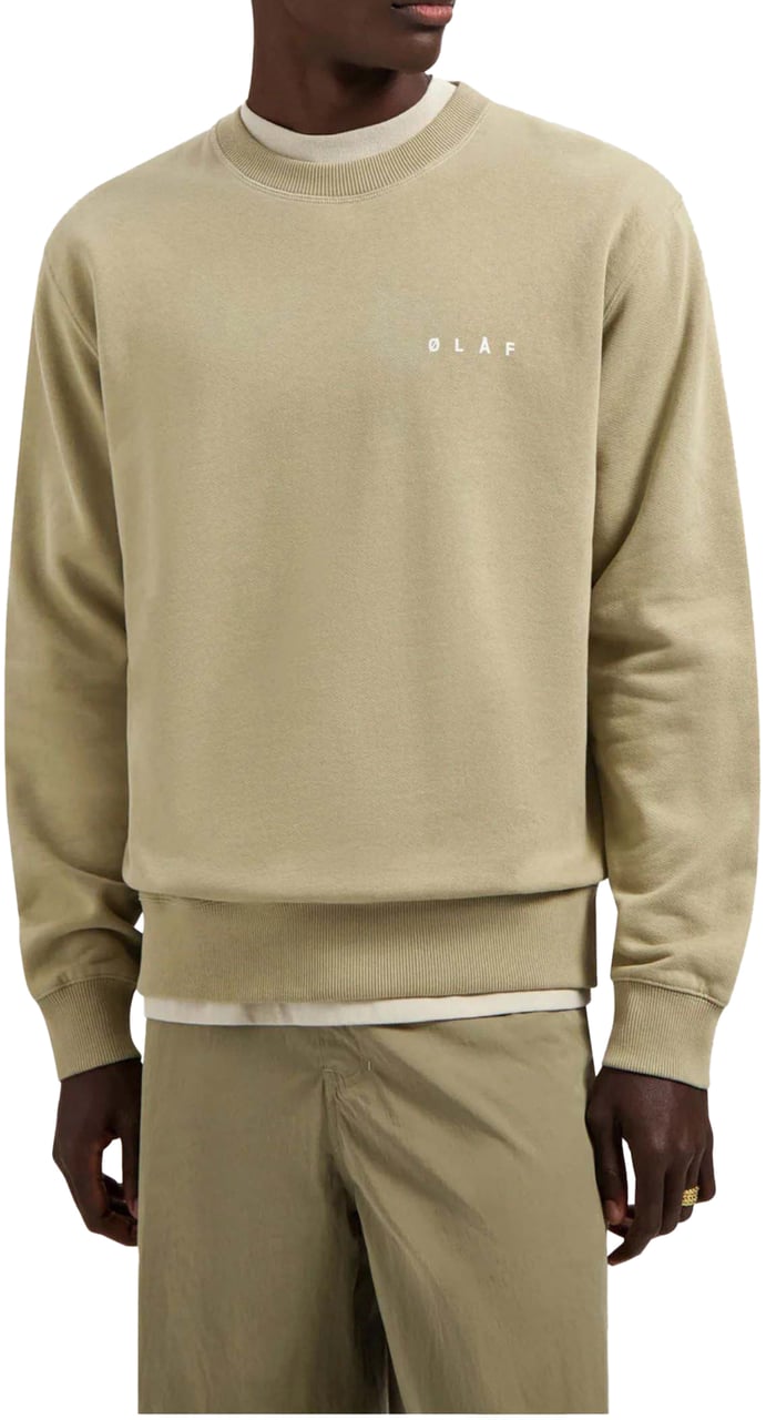 ØLÅF Olaf Brushstroke Face Crewneck Sweaters Khaki M240203 Groen