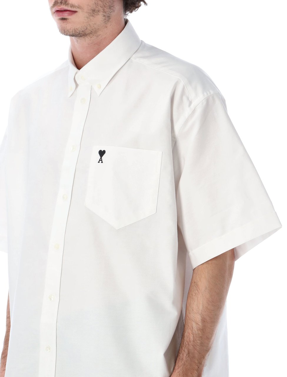 AMI Paris Adc Bowling Shirt Bianco Wit