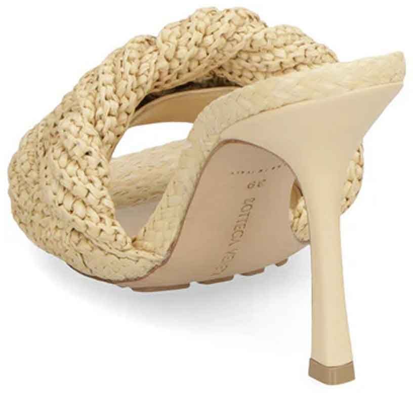 Bottega Veneta Lido Raffia Sandals Beige
