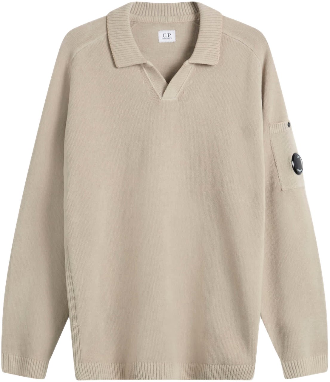CP Company Cotton Chenille Polo Lens Sweater Neutraal