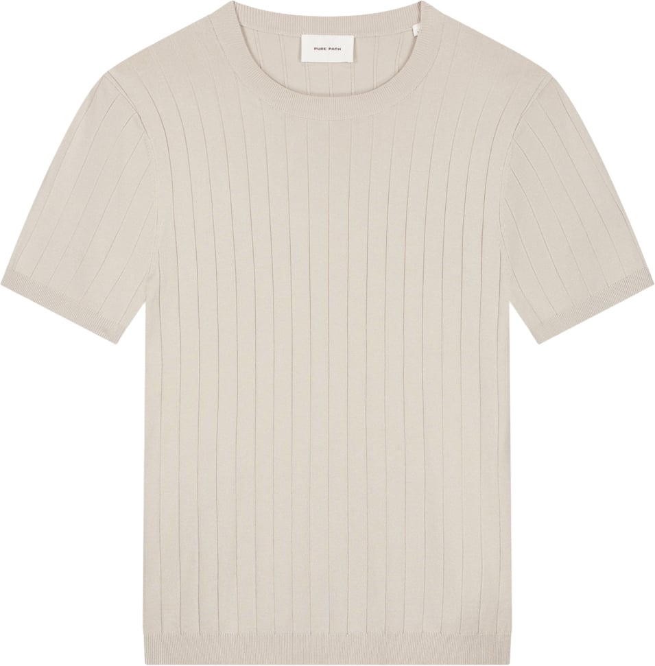 Pure Path Drop-needle Knit T-shirt Sand Beige