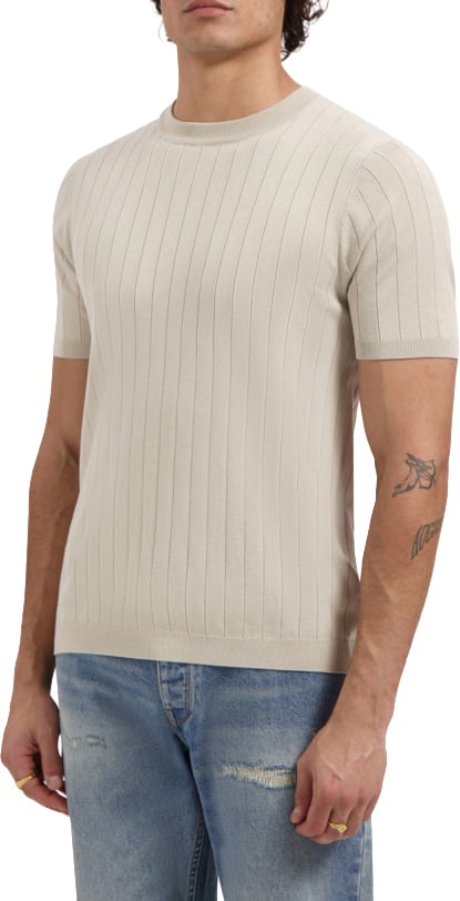 Pure Path Drop-needle Knit T-shirt Sand Beige