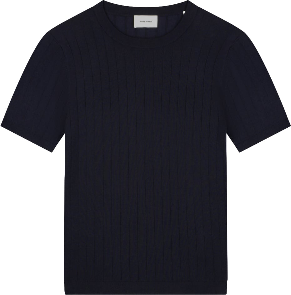 Pure Path Drop-needle Knit T-shirt Dark Navy Blauw