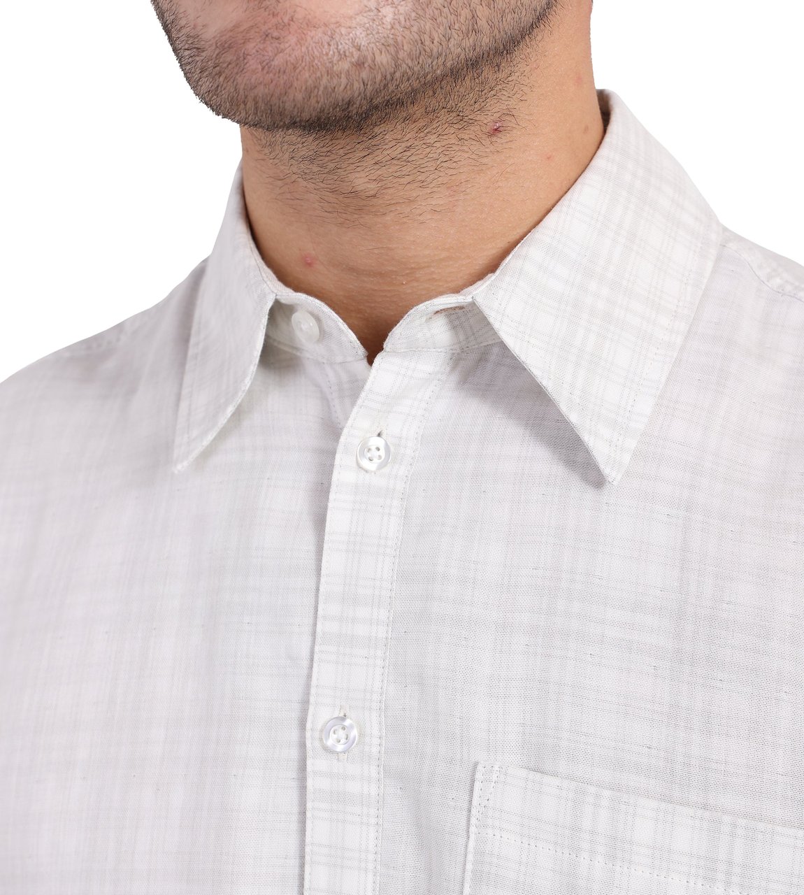 ØLÅF shirt check off white Wit