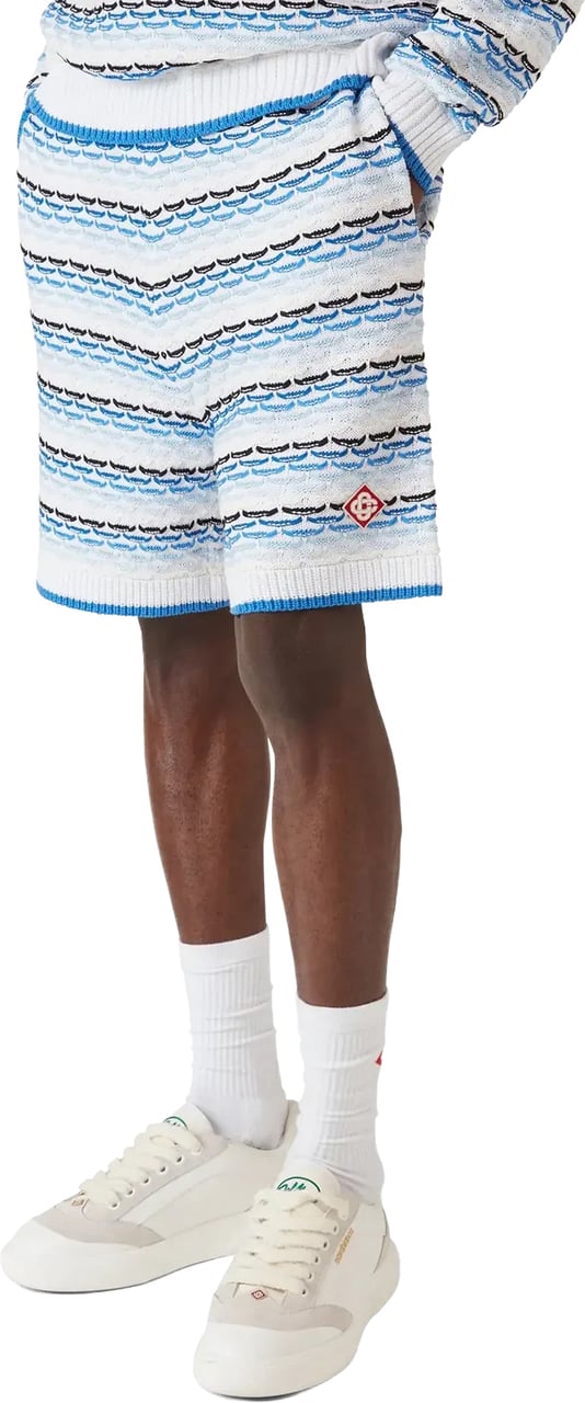 Casablanca short knit blue white Blauw