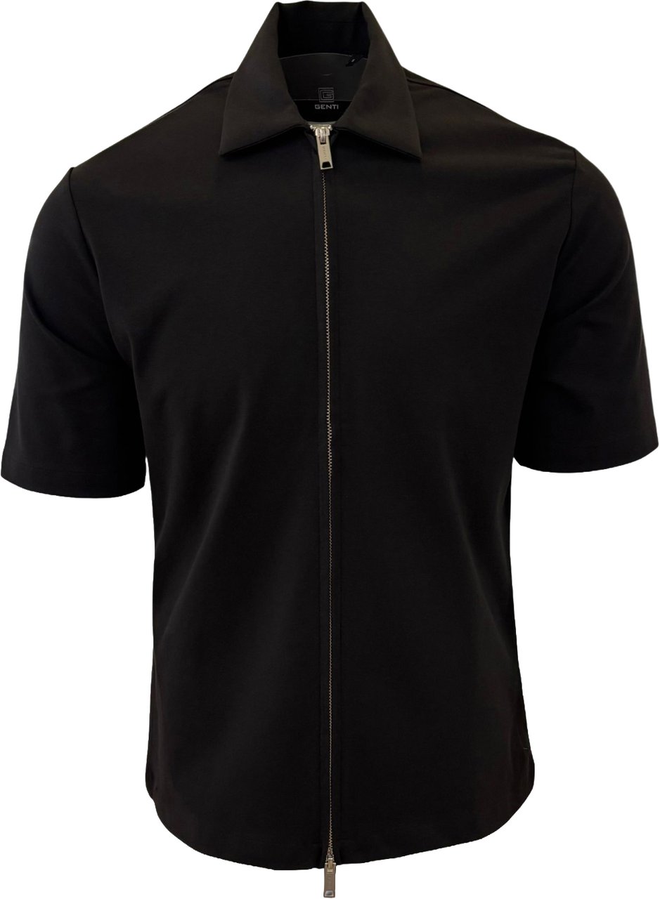 Genti Chuck overshirt korte mouw zwart Zwart